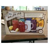 MASON JAR CERAMIC MUG SET COLORED 21 OUNCE