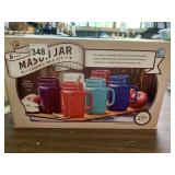 MASON JAR CERAMIC MUG SET COLORED 21 OUNCE