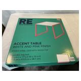 ROOM ESSENTIALS WHITE & PINK ACCENT TABLE NIB
