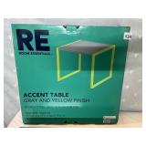 ROOM ESSENTIALS WHITE & GREEN ACCENT TABLE NIB