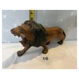 CARVED WOODEN LION 12"L