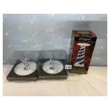 SILVER PLATE PILLAR HOLDER & PAIR OF JEWELRY DISH