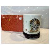 LARGE BRUSH POT TIGER IN BOX