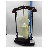 WHITE JADE HANGING VASE OVERALL 14 1/2 INCHES