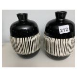 TO NATE BERKUS DECORATED BLACK AND WHITE VASES