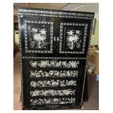 VINTAGE KOREAN BLACK LACQUER AND ABALONE SHELL