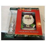 PIER ONE MOUTH BLOWN TREE TOPPER & LIGHTED SANTA
