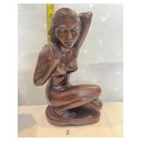 CARVED WOOD NUDE STATUE