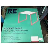 ROOM ESSENTIALS WHITE & PINK ACCENT TABLE NIB