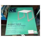 ROOM ESSENTIALS WHITE & PINK ACCENT TABLE NIB