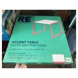 ROOM ESSENTIALS WHITE & PINK ACCENT TABLE NIB