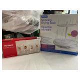 SPINNING DRYING RACK NIB & PIER 1 GLASS TUMBLER