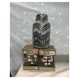 CERAMIC VASE & PAIR OF NEW LOCKER STYLE LED