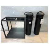 FAUX LEATHER WINE HOLDERS (2) & METAL WINE HOLDER
