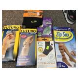 WRIST BRACES AND ZIP SOX ETC.