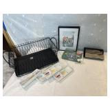 METAL TRAY WITH, PICTURE FRAME, ETC.