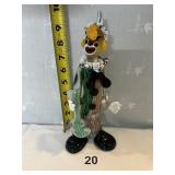 GLASS CLOWN FIGURE 10"H