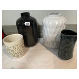 DECORATIVE WHITE VASE BLACK ETC.