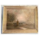 PAINTING BY LASZLO KEZDI-KOVACS - SHEPHERD WITH