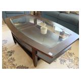 EBONY FINISH BEVELED GLASS TOP COFFEE TABLE 3