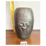 CHEROKEE N. C. POTTERY DETAILED CARVED VASE 7" H