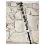 HAND PAINTED WALKING STICK W/ BRASS TIP AND TOMA