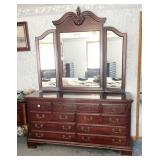 CHERRY DRESSER WITH BIFOLD MIRROR - DRESSER 64"W X