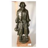 BRONZE PEASANT W/ PITCHER BY LASZLO BESZEDES 18" H