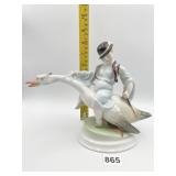 HEREND " LUDAS MATYI" BOY RIDING A GOOSE HAND