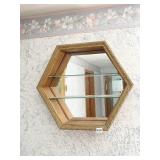 HEXAGONAL WALL MOUNT DISPLAY SHELF WITH CARVED