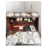 DOILIES, PENCIL SHARPENER, STAPLER, DESK CLOCK,