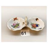 HEREND DOUBLE SIDED DISH W/ HANDLE