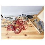 EXTENSION CORDS, PLUG BAR, ASSORTED CORDS