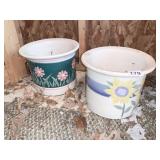 TWO PLANTERS WITH FLOWER DESIGN