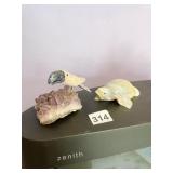 AMETHYST WITH STONE TOUCAN, STONE TURTLE