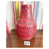 GLAZED POTTERY VASE RED FINISH