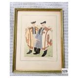 ETCHING BY ISTVAN PEKARY - HUNGARIAN FOLK ETCHING