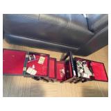 FOLD OUT SEWING BASKET, NEEDLES, ETC.