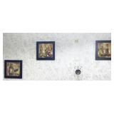 3 CERAMIC TRIVETS WITH CHERRY TONE FRAME, WINE