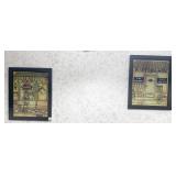 2 COORDINATING WIRE ART PIECES IN FRAMES, 14X17.5