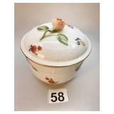 HEREND COVERED DISH W/ FLOWER TOP 4.5" H X 4.5" D