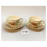 ZSOLNAY HUNGARY HAND PAINTED #1520 CUPS/SAUCERS