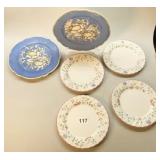 4 JOHNSON BROS PLATES, 2 HAND PAINTED TISA REMES
