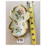 HEREND DISH 5.5" D W/ FLOWERS AND BUTTERFLY