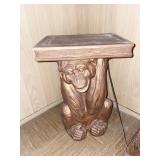 CARVED MONKEY PEDESTAL HOLDING A BOOK 19.5 H X