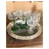 GREEN BASE STEMMED WINE GLASSES