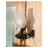 WALL MOUNT IRON ELECTRIFIED LAMP WITH FROSTED