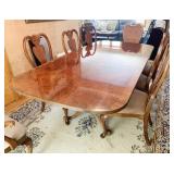 BERNHARDT DOUBLE PEDESTAL TABLE CHERRY INLAY