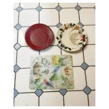 GLASS BIRD HOUSE CUTTING BOARD, LENOX GLASS BOWL,