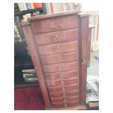 JEWELRY ARMOIRE W/ LIFT TOP 37" H X 17" W X 14" D
